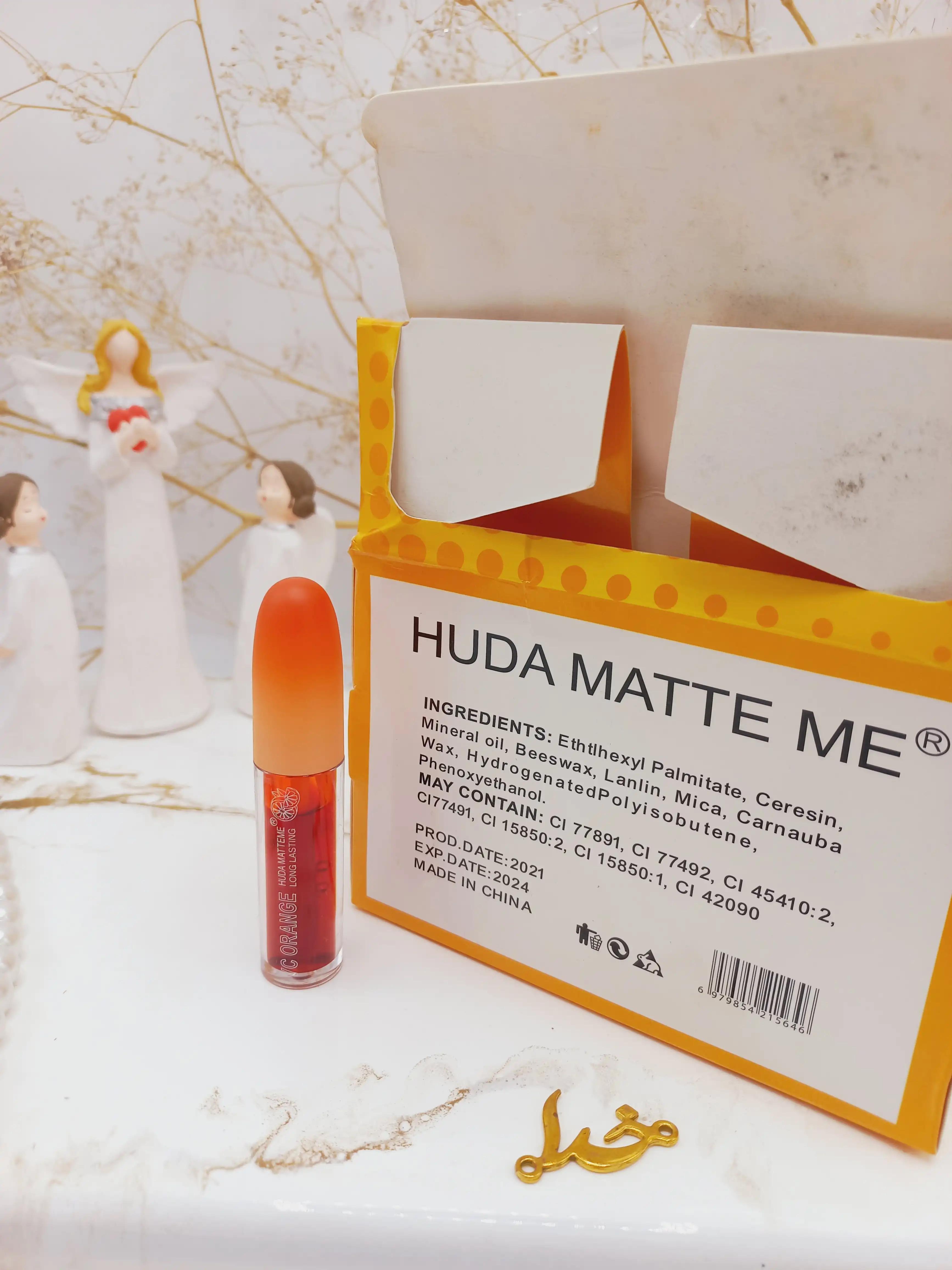 تیت لب پرتقالی هدا مات می HUDA MATTE ME کد X117