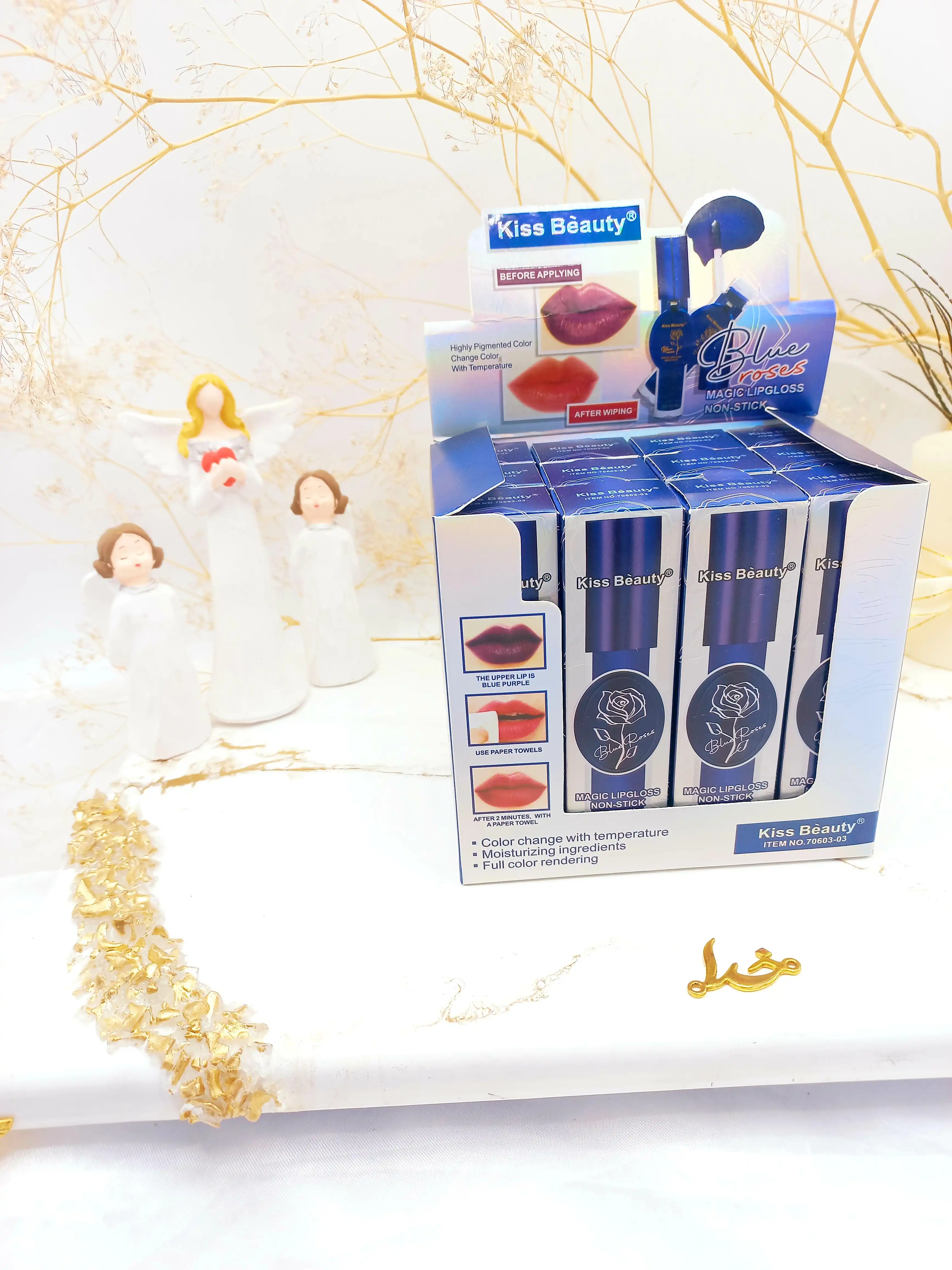 رژ جادویی آبی آینه دار کیس بیوتی kiss beauty کد 7060303