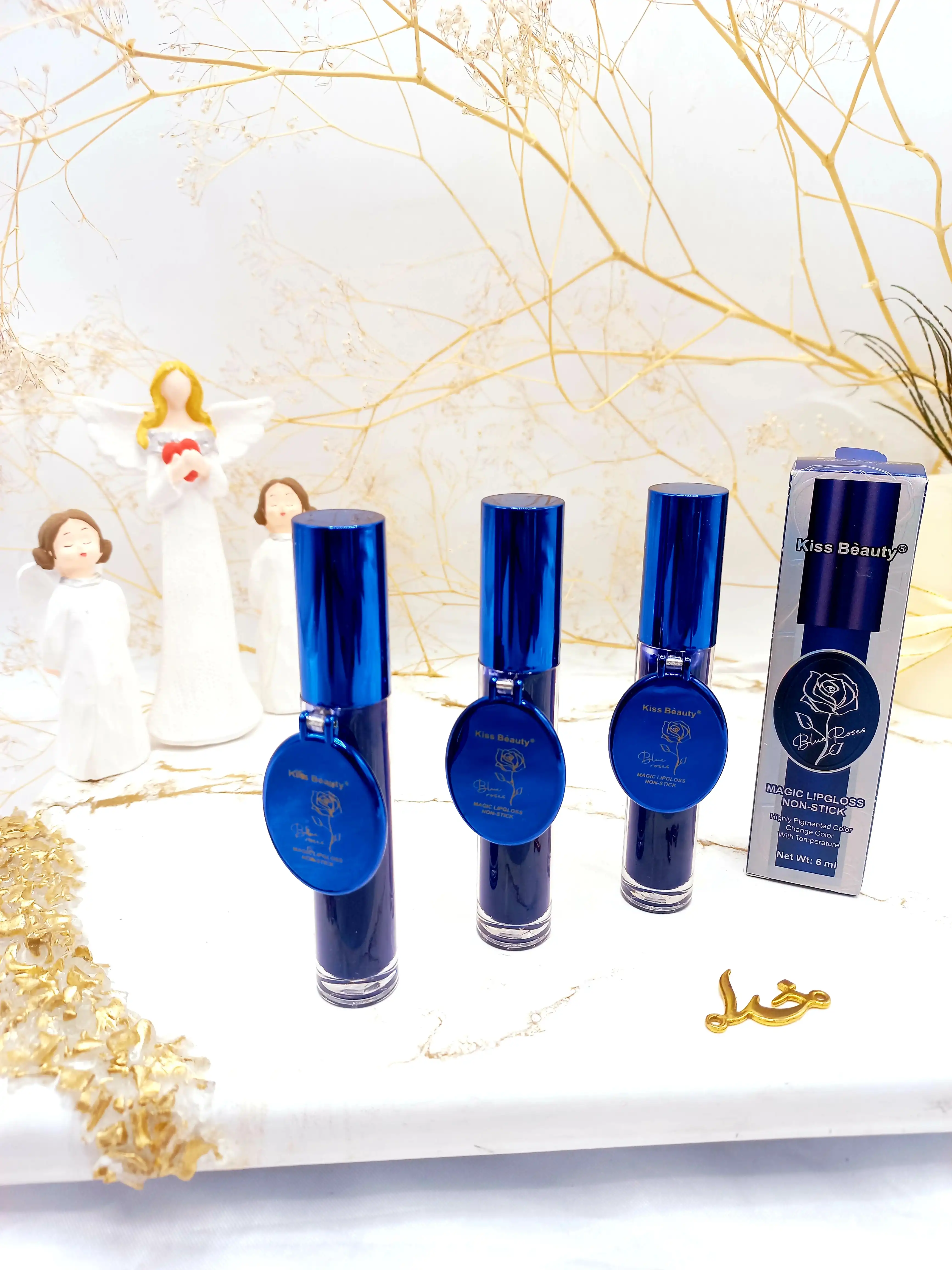 رژ جادویی آبی آینه دار کیس بیوتی kiss beauty کد 7060303
