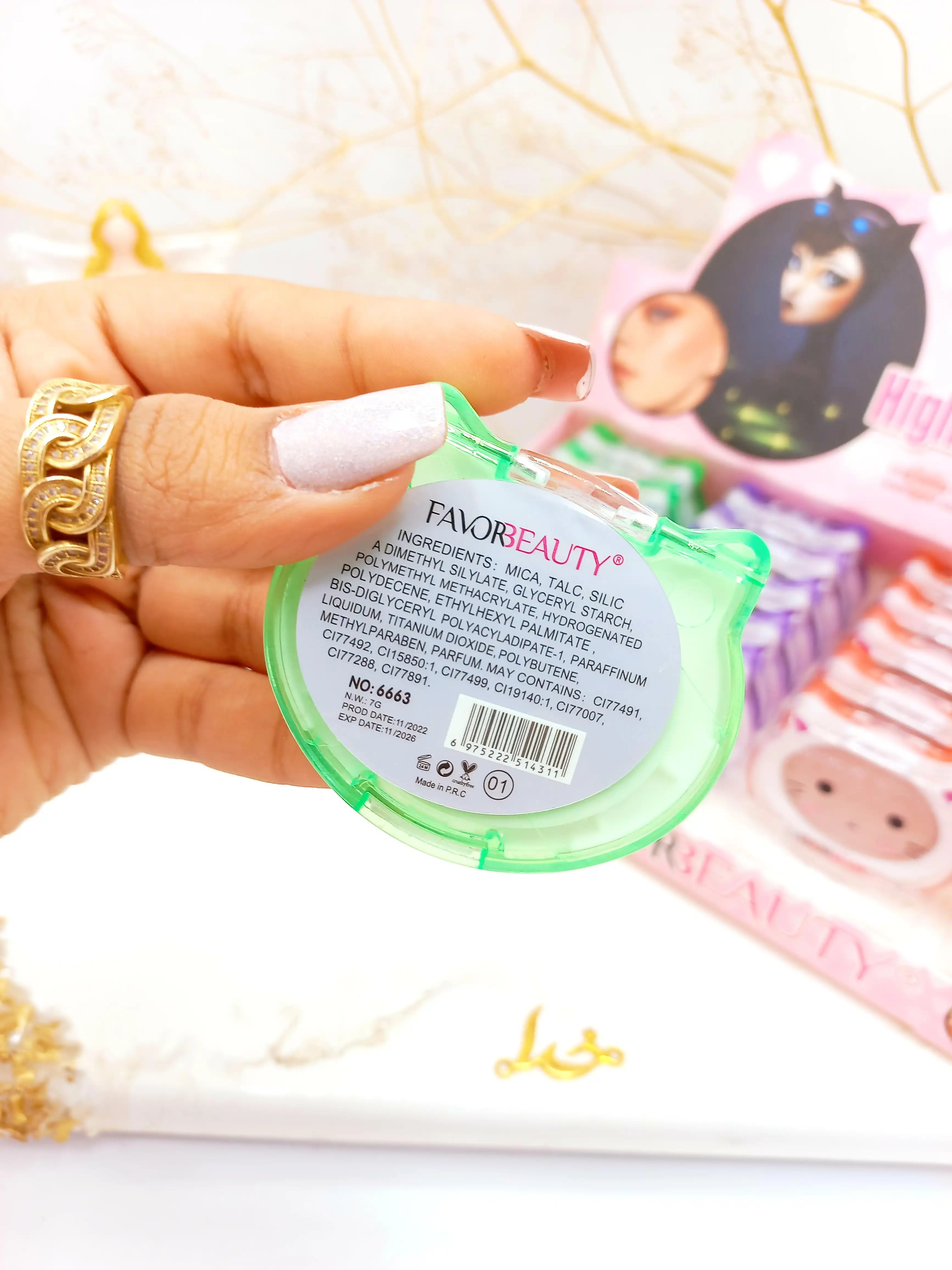 هایلایتر پرطرفدار فانتزی طرح گربه فاور بیوتی Favre Beauty کد 6663