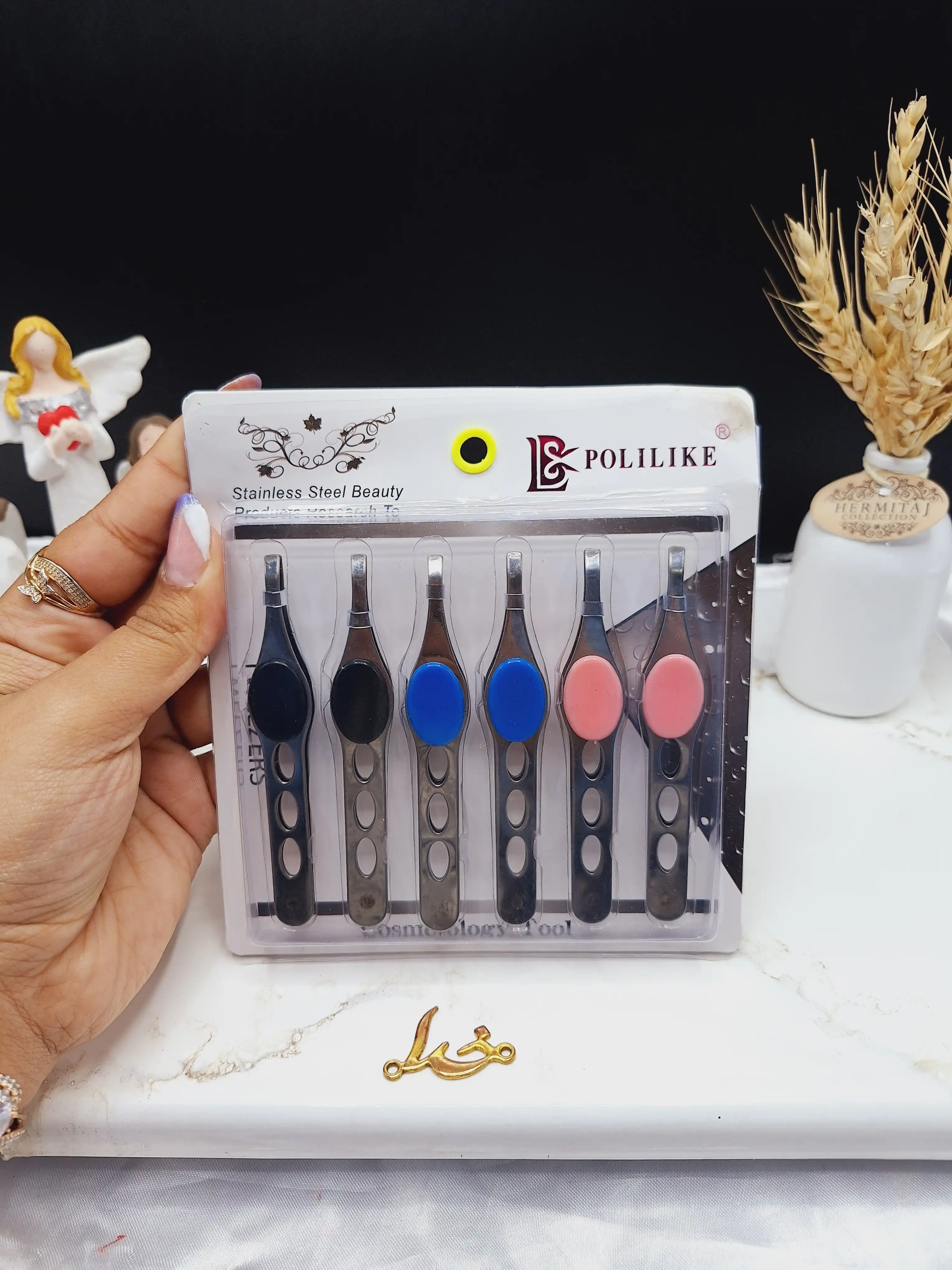موچین انگشتی دکمه ای استیل کد برند POLILIKE کد B011