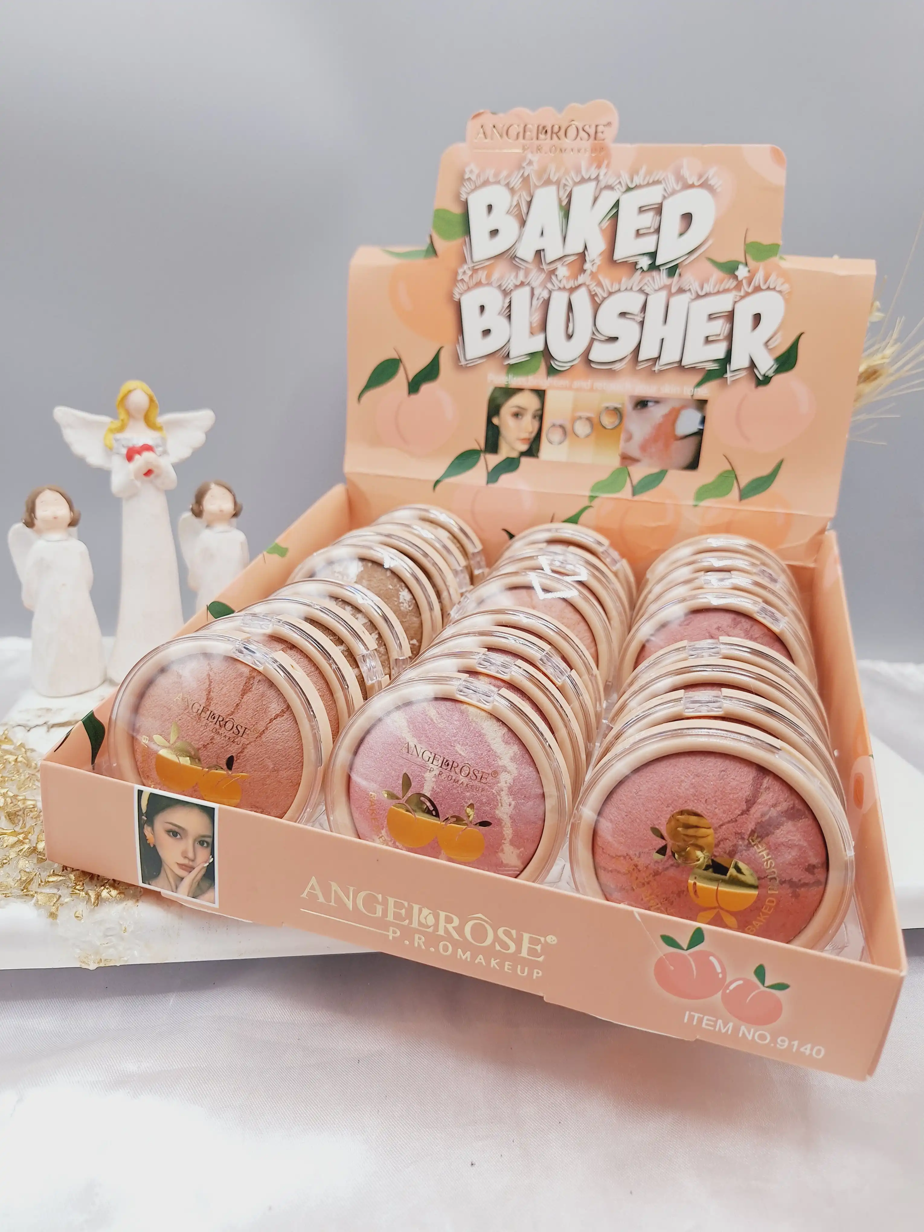 رژگونه دایره ای هلویی برند آنجل رز ANGELROSE کد 9140