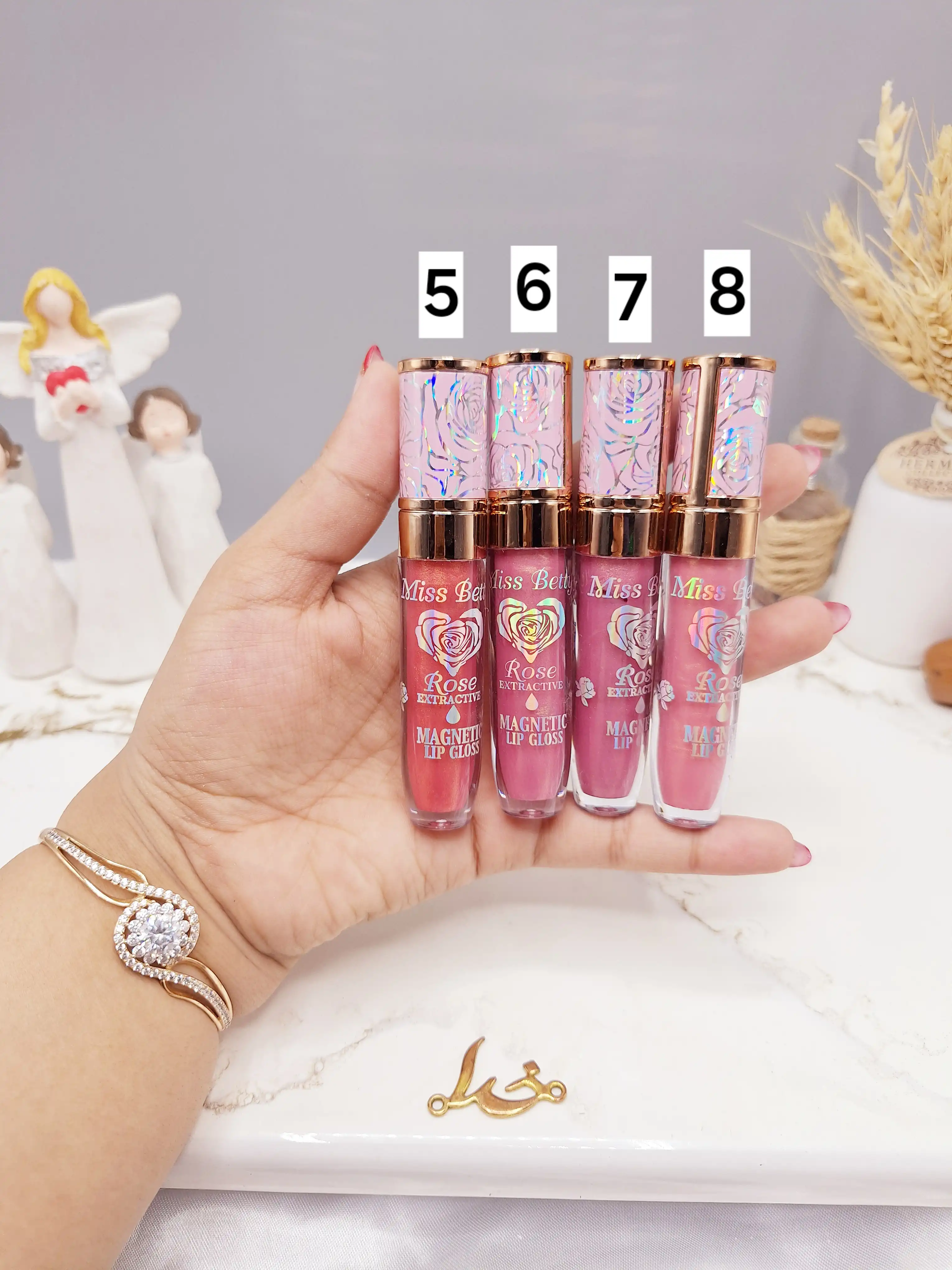 لیپ گلاس شاین دار طرح گل برند میس بتی Miss Betty کد L3305