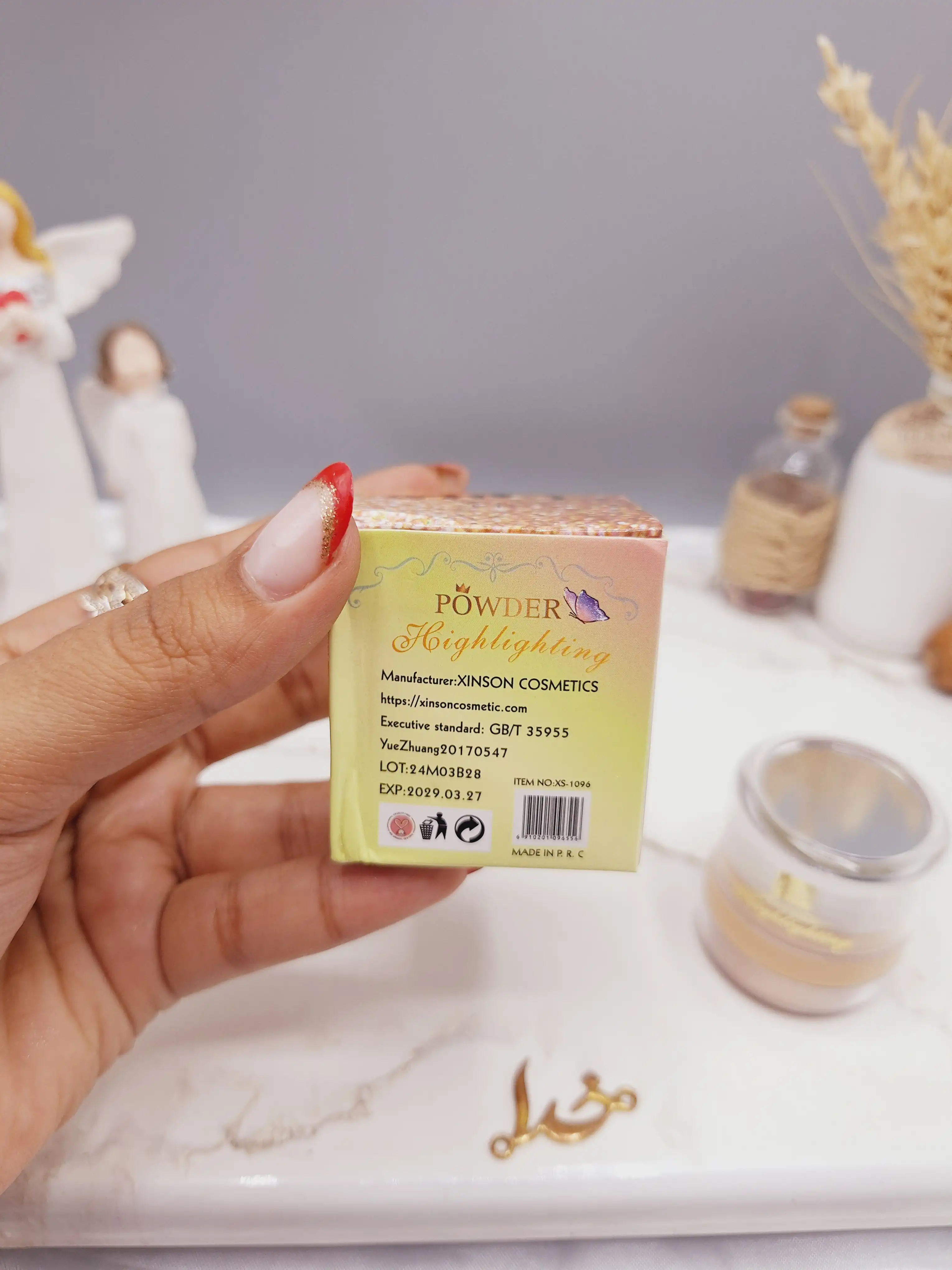 هایلایتر پد دار شاین ریز رنگ مسی مناسب کل بدن طرح پری برند POWDER کد XS-1096