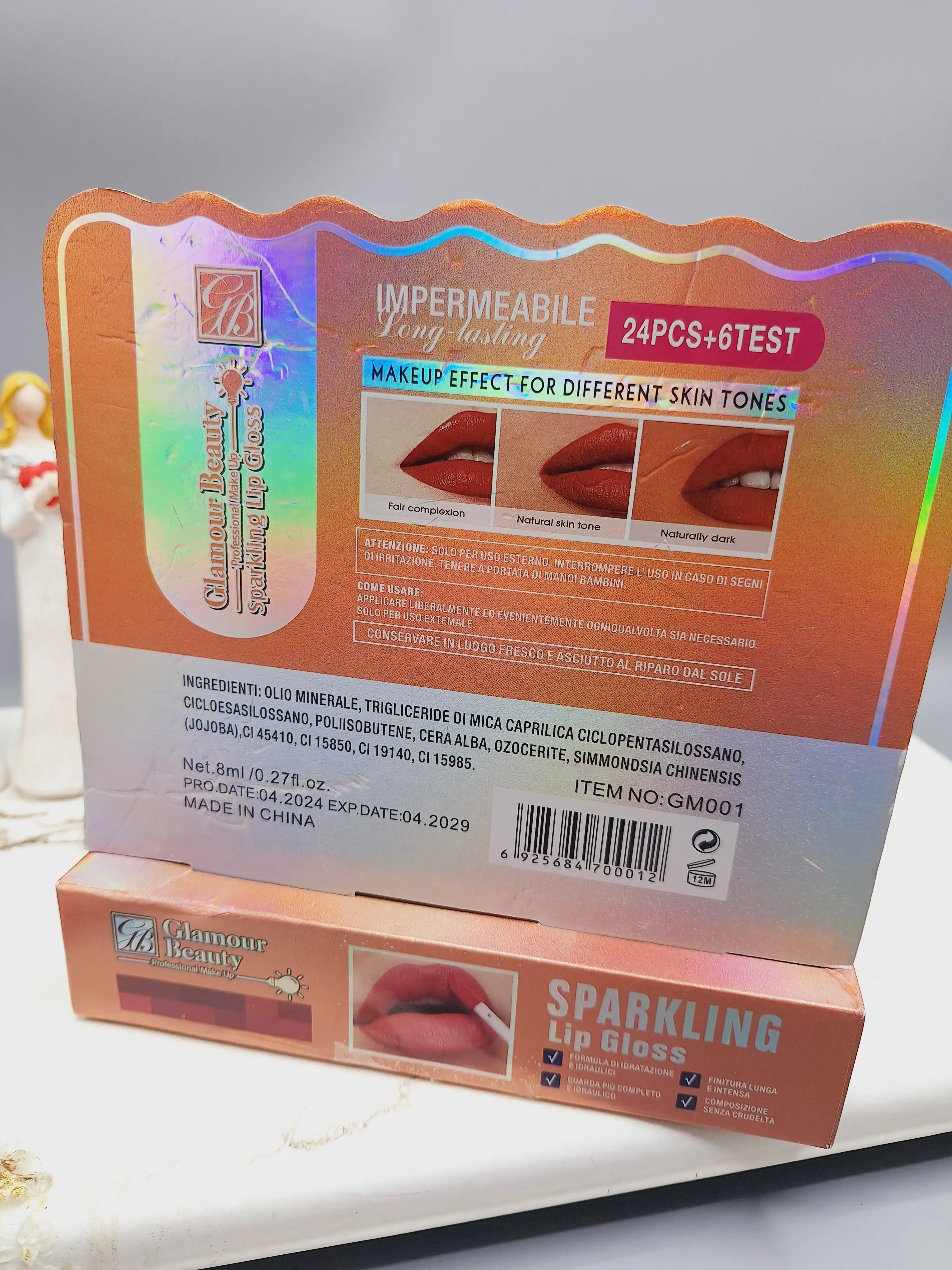 پک 6 تایی رژ مایع درخشان برند Glamour Beauty کد GM001