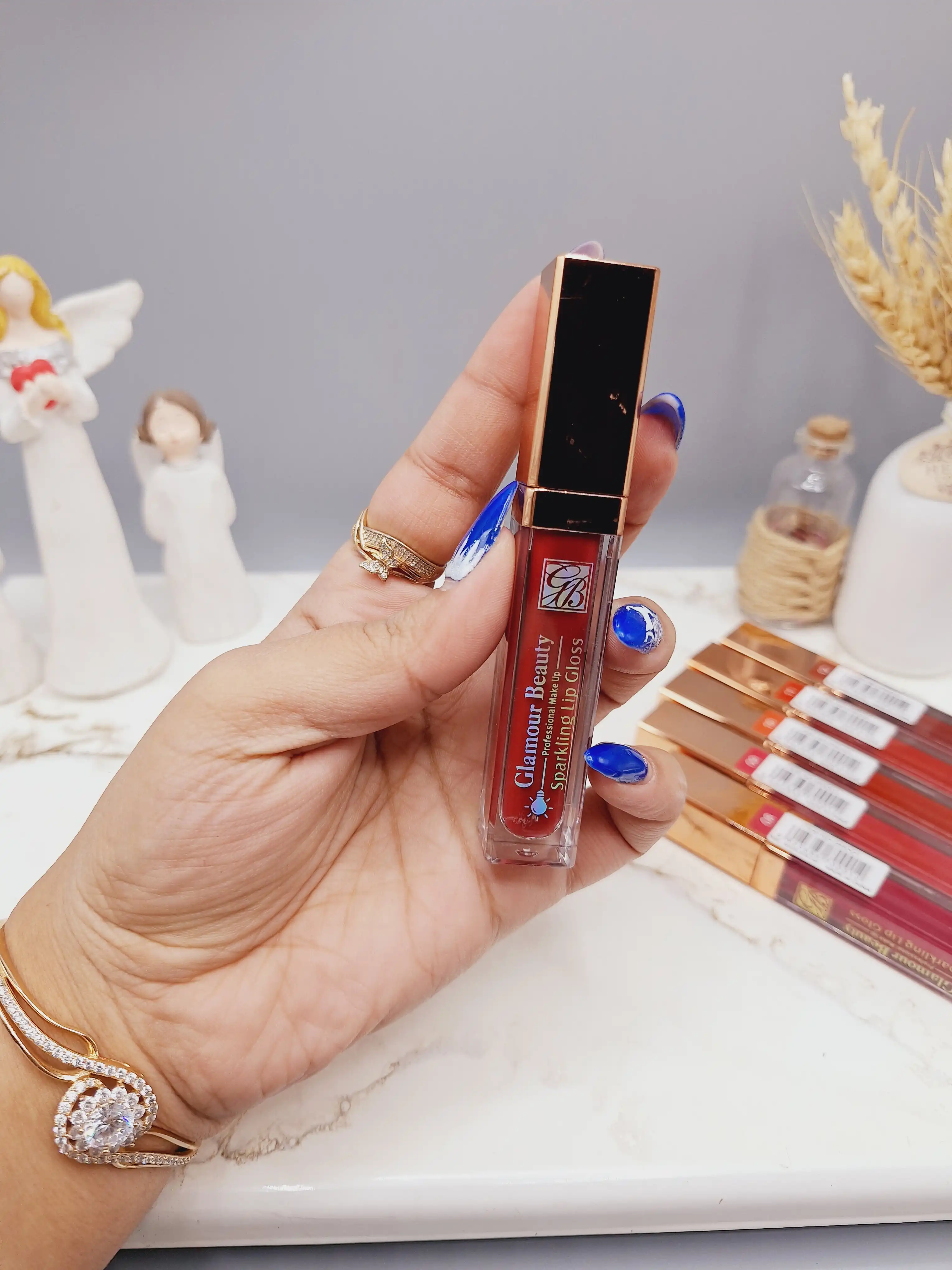 پک 6 تایی رژ مایع درخشان برند Glamour Beauty کد GM001