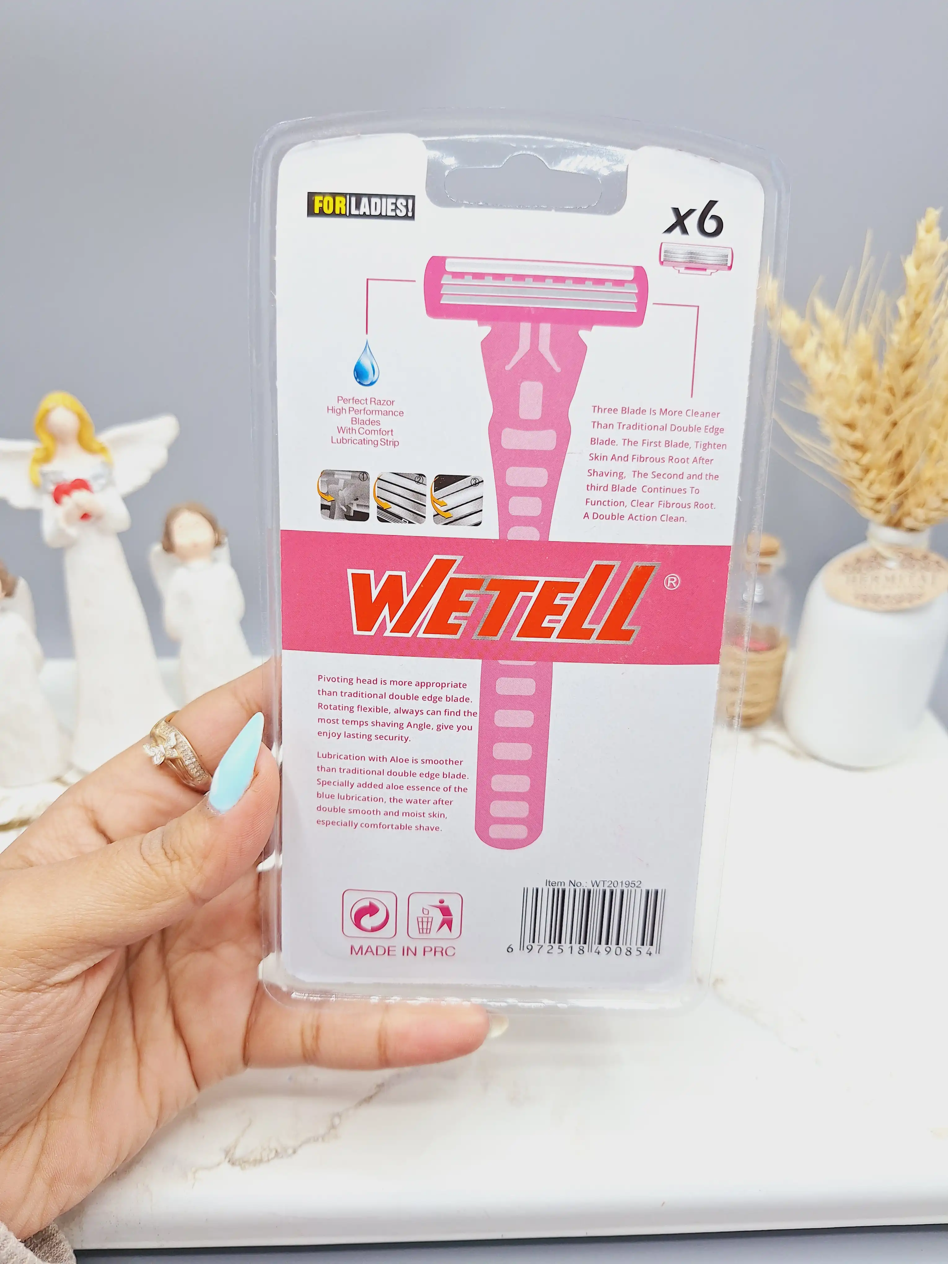 پک ژیلت زنانه 3 لبه با 5عدد تیغ اشانتیون ‏WETELL‏ کد No.: WT201952