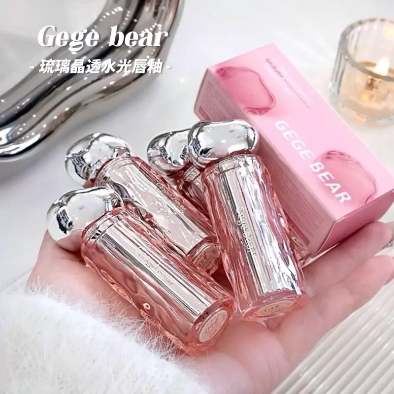 لیپ گلاس خیس طرح کره ای سنگی  برند GEGE BEAR کارتن صورتی کد 5۴۷۰