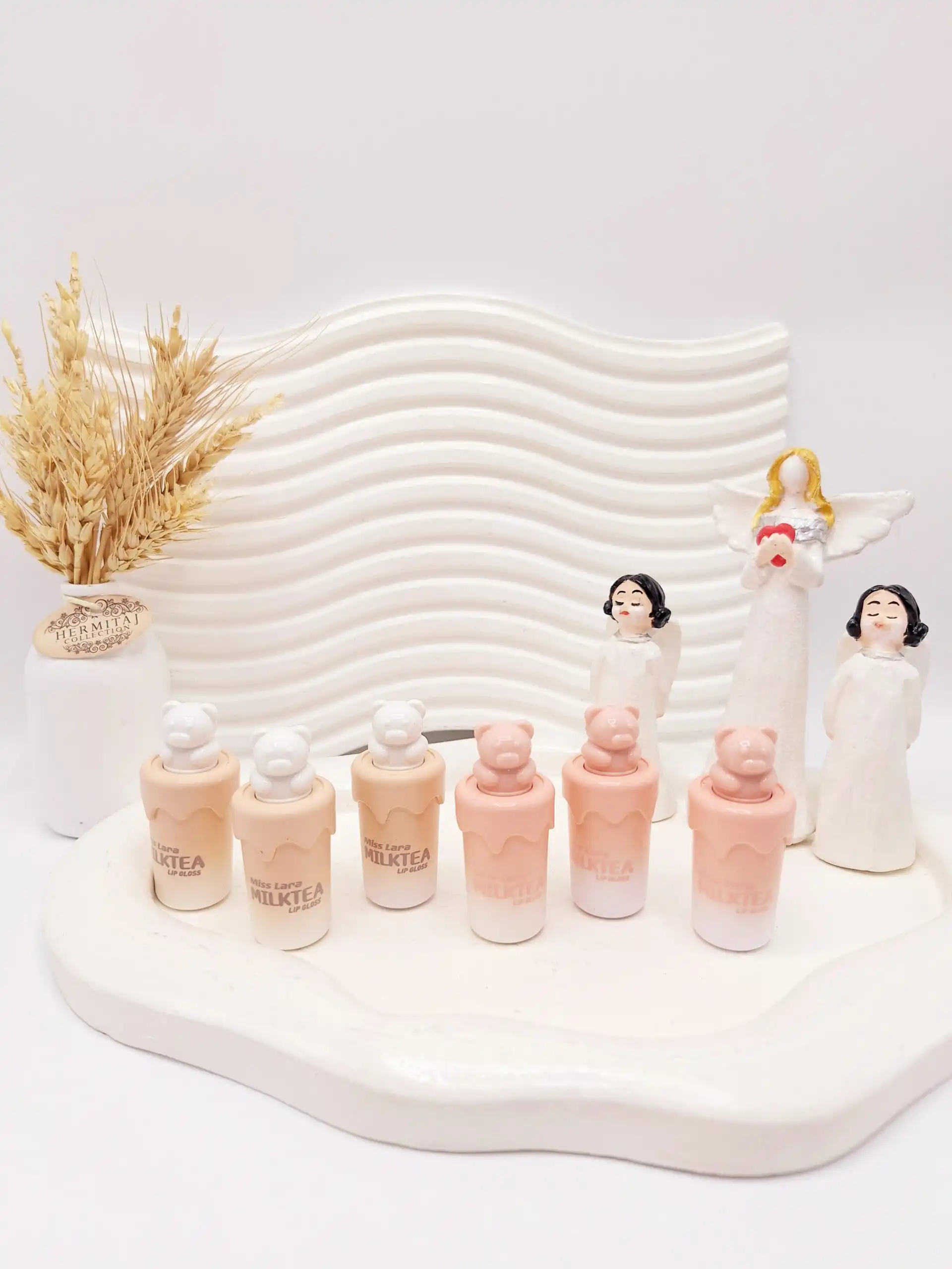 رژ مایع آیس پکی طرح خرسی فوق العاده زیبا مدل MILKTEA برند میس لارا