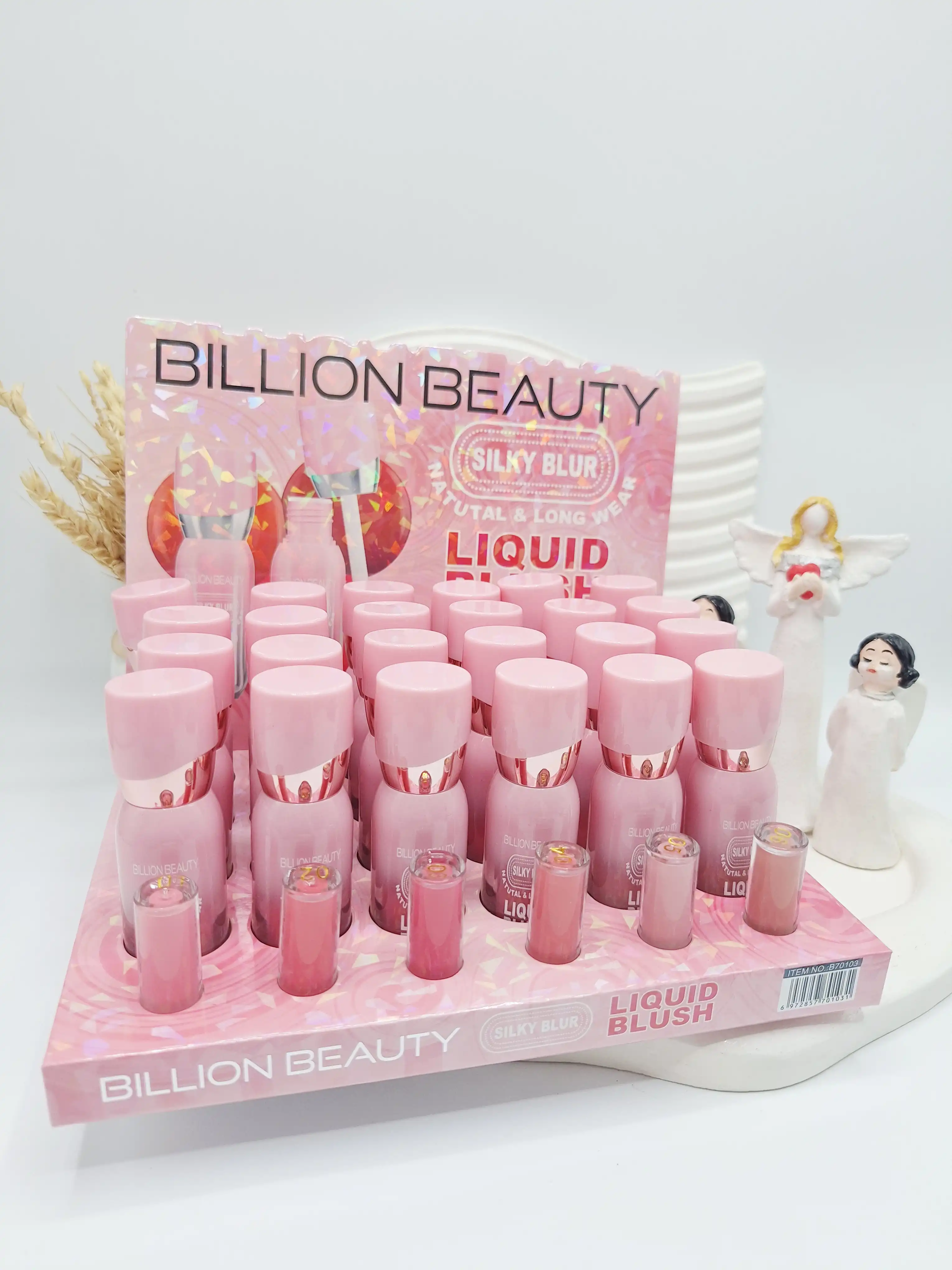رژ لب و گونه مایع خوش رنگ پوکه ادکلنی برند BILLION BEAUTY کد 70103