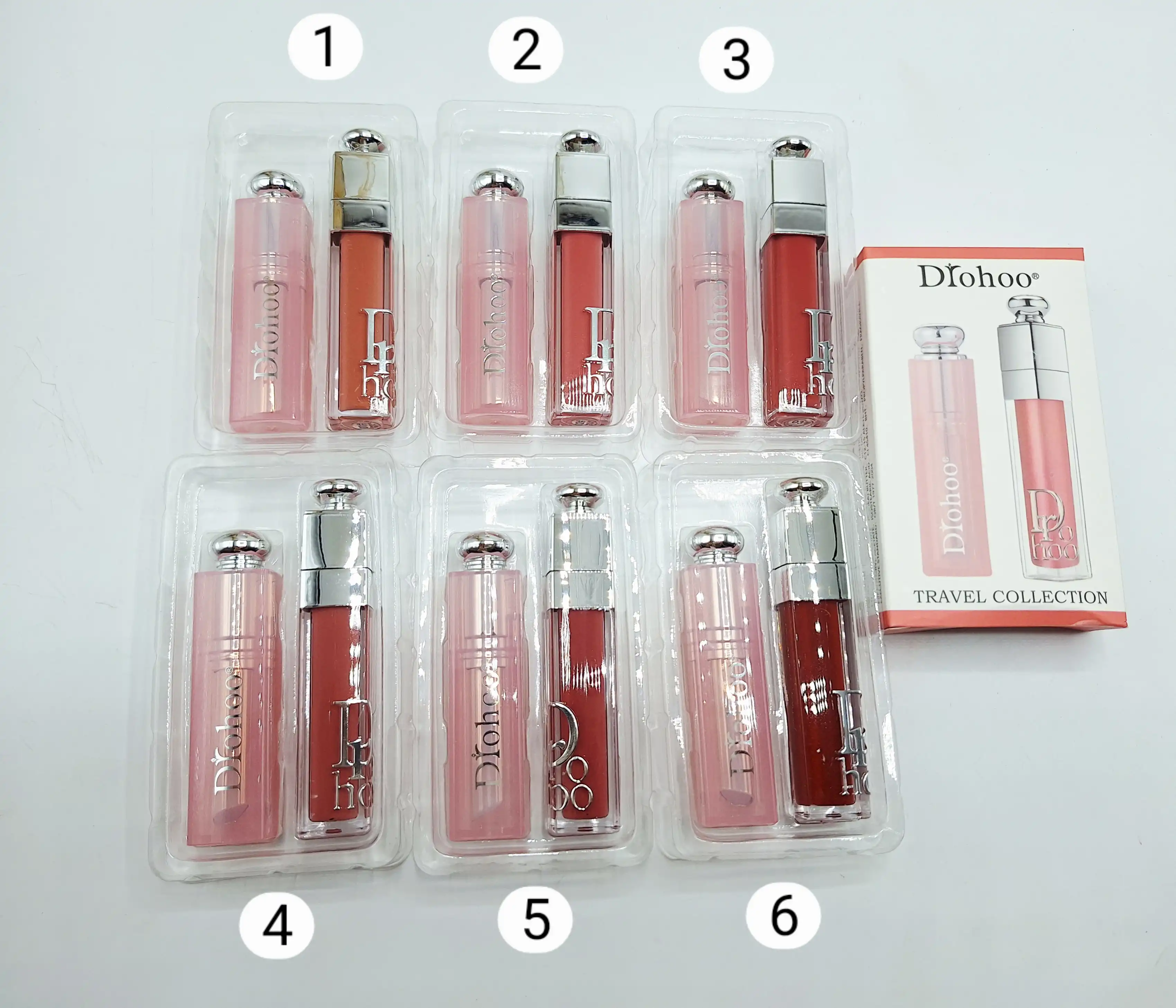 پک 2 تایی لیپ گلاس و بالم لب طرح دیور Drohoo کد 1506