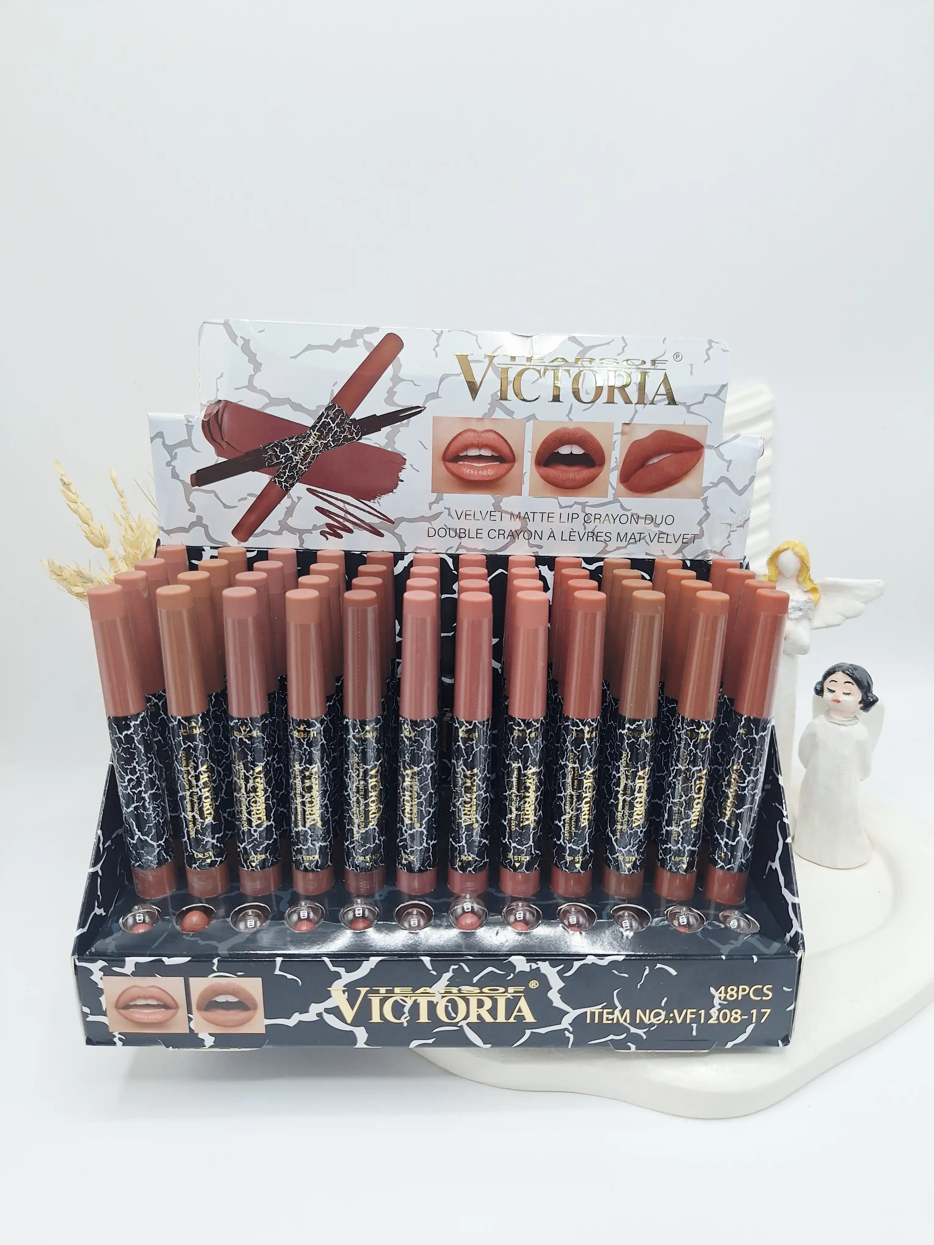 رژلب و خط لب دیفاینری دو سر پرطرفدار برند ویکتوریا VICTORIA کد 1447