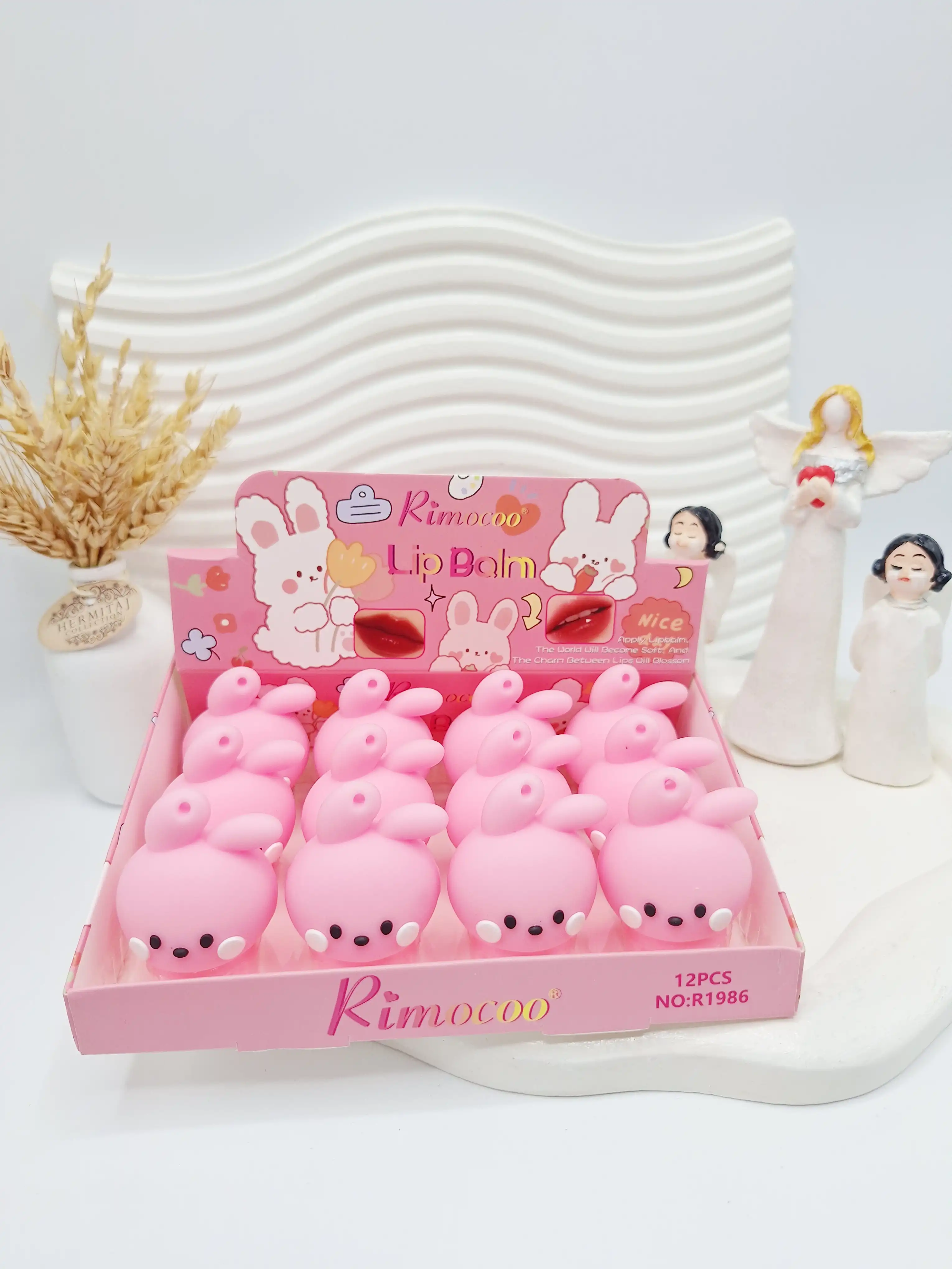 بالم لب حرارتی طرح خرگوش صورتی برند Rimocoo برند 1986